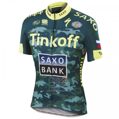 Tinkoff Saxo Bank Ropa Ciclismo Culotte Corto 2016 Mangas Cortas AMarillo y Verde